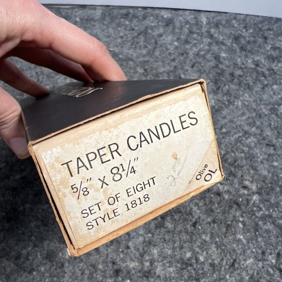 Vintage Dansk Designs France Olive Green 8" Taper Candles Set Of 8 Style 1818 - Picture 10 of 12